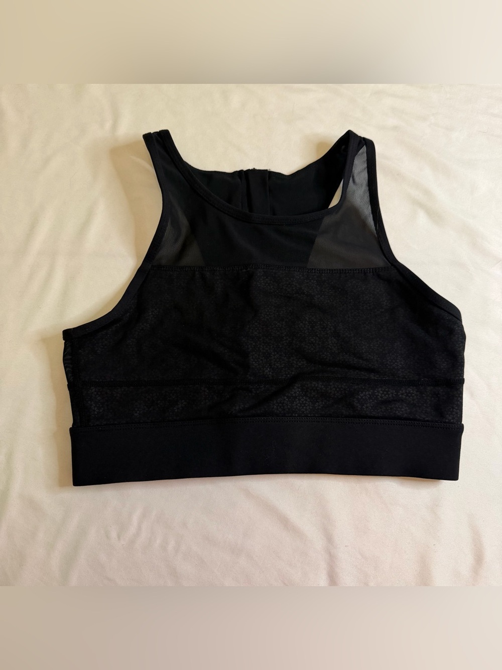 Zyia Active Black Mesh Panel Zip Back Performance Sports Bra Women’s Medium